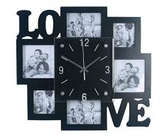 BHP Foto Wand Uhr Analog Zeit Anzeige Silber schwarz Schriftzug Love Wohn Raum Bilder Deko B991742