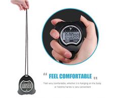 Digital Sport Stoppuhr Timer, Handheld Chronograph Digital Uhren Stoppuhr mit Wecker/Kalender für Schwimmen Laufen Fußball, Stoßfest Sport Stoppuhren für Trainer Schiedsrichter Ausrüstung Schwarz