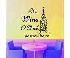Cest du Win Wanduhr mit Wanduhr, Motiv: ein Part Traube, Wein, Wandsticker, Vinyl, 44 x 50 cm
