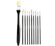 RZJF 12 Zwei-Farben Nylon Haar Fan-Shaped Kugelschreiber, orange Lange hölzerne Pole Pen Ölmalerei, Acryl-Pinsel, Ventilator-Wasser-Kreide-Set