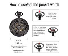 Unendlich U Herren Unisex Retro Taschen Uhr Römische Ziffern Skala Analog Taschenuhr Handaufzug Mechanisch Handaufzug Edelstahl Skelett Kettenuhr
