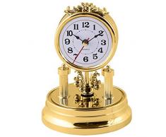 Unbekannt TRI Standuhr Nostalgie, Gold, antik, Retro, barock, altmodische Drehpendeluhr, Tischuhr, Retrouhr, Dekouhr, Vintage, batteriebetrieben Glasuhr