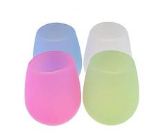 Silikon-Weingläser Wein-Set mit 4 Gläsern unbreakable Silikon-Becher 12 oz, spülmaschinenfest bruchsicher Stemless Weinglas für Reisen Camping, Picknick und BBQ (Mehrfarbig)