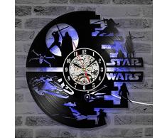 Cheemy Joint Star Wars Vinyl-Wanduhr LED 12Vinyl-Schallplatte, Home Interior Kunstwerke, Geburtstagsgeschenk. kreative hängende Nachtlampe Uhr 7 Lichtfarbe. (Modell A3-4)