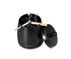 Lyihlou Aschenbecher Edelstahl mit Deckel, Winddichter Tischaschenbecher für Zigaretten, Moderne Tischplatte Aschenbecher tragbar mit rutschfestem Basis für Draußen und Innen 8 * 7 * 7cm