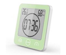 VORRINC Badezimmeruhr Digital Wecker Uhr Badezimmer Dusche Saugnapf Shower Clock mit LCD Display Luftfeuchtigkeit Temperatur Wanduhren,Countdown Timer Für Dusche Küche (Grün)