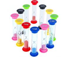 Faburo 12 Stück Sanduhren Klein für Kinder,6 Farben,30 Sek,1 min, 2min, 3 min, 5 min, 10 min,Sanduhr Spiel