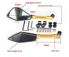 1 Paar Motorrad LenkerendeSpiegel Rückspiegel Seitenspiegel 8mm 10mm CNC Universal Aluminium Lenkerende Spiegel Roller Drehbare Scooter Rückspiegel Golden