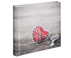 Hama Jumbo Fotoalbum, Hochzeitsalbum zum einkleben mit 100 weißen Seiten für bis zu 400 Fotos im Format 10x15, Album zum selbstgestalten, 30x30 cm, XXL Fotobuch mit Herz Motiv, Vintage Design