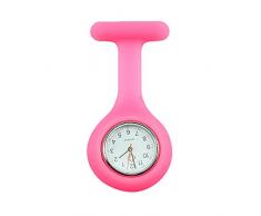 Analoge Schwesternuhr Nurse Watch mit Sicherheitsnadel Pflegeuhr Krankenschwesternuhr (Rosa)