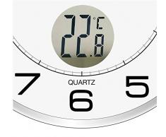 UNILUX 400094592 Tempus Nicht-tickende stille Wanduhr 2 in 1 mit Digitalanzeige für Temperatur grau mit Thermometer 30 cm LCD grad Celsius , Analoge Uhr für Wohnzimmer Küche Büro Kinderzimmer