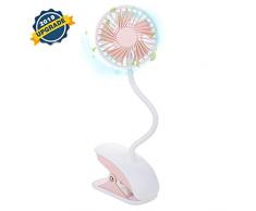 Tragbarer USB-Kinderwagenventilator, 3 Geschwindigkeitseinstellungen, flexibel, biegbar, Mini-Ventilator für den persönlichen Schreibtisch 3.85in babyrosa