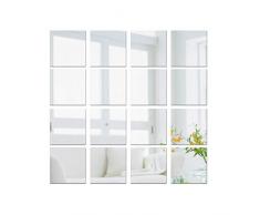 16 Stk. 15 x 15cm x 1mm Spiegelfliesen Selbstklebend Spiegelfolie Spiegelfliesen zum kleben Wand Spiegel Kunststoff Set Spiegel Wandaufkleber Klebespiegel Spiegelblätter Spiegelkacheln Bad