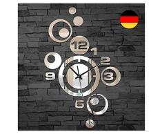 Grandora® W842 Moderne Wanduhr mit Spiegel Design Wandtattoo