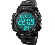CIVO Herren Uhren Digital Jugendliche Jungen Sport Militär Uhr Große Nummern 50M Wasserdicht Einfach Entwurf Army Herrenuhr LED Beleuchtung Beiläufig Armbanduhr Gummi Schwarz