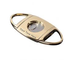 Paphos Zigarrenschneider Edelstahl Doppelte Klinge Personalisierte Zigarrencutter mit Geschenkbox Zigarrenschere ringmaß 60 (Gold)