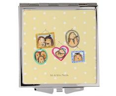 Mr. & Mrs. Panda Quadrat, schminken, Handtaschenspiegel quadratisch Igel Familie - Farbe Gelb Pastell