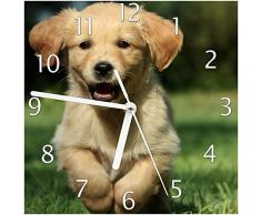 Wallario Glas-Uhr Echtglas Wanduhr Motivuhr; in Premium-Qualität; Größe: 20x20cm; Motiv: Süßer Hund - Golden Retriever