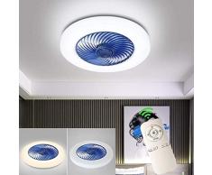 LED Deckenventilator Mit Beleuchtung Modern Dimmable 72W Lüfter-Deckenleuchte Ultra-Leise Unsichtbar Wind /Lichtquelle Einstellbar Ventilator Deckenlampe Schlafzimmer Fan Lüfter Lampe(Ø52CM),Blau