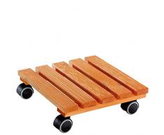 WAGNER Pflanzenroller Country 28 x 28 cm I Pflanzenroller für den Innenbereich, Kastanie I Rutschsicheres Rollbrett I Kübelroller aus Holz I Tragkraft 100 kg I Made in EU – 20020201