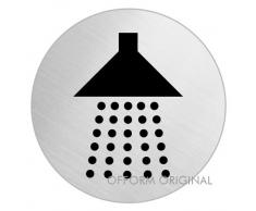 OFFORM Edelstahl Türschild Ø 75 mm Piktogramm "Dusche modern" Nr. 8485