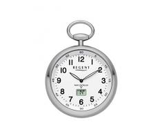 REGENT Funk-Taschenuhr – Zeitloses Accessoire für KULTIVIERTE Herren – Super ablesbar – Material: Stahl – Inklusive Kette (Gehäuse-Ø 49 mm) – C342632 (Weiß)