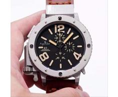 GFDSA Chronograph Stoppuhr Herren U Chronometer U42 Chimäre Silber Titanmatt Kuhleder Bootsuhr Limited 42mm Silbergelb