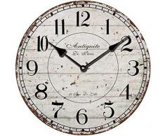 MIILAI Vintage Wanduhr lautlos ohne tickgeräusche Küchenuhr von MILAI braun antik Shabby Chic Design Wand Cafe mit lautlosem Uhrwerk - KEIN Ticken … (Type 2)