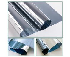 RH Art Fenster Spiegelfolie Selbstklebend Sichtschutz Folie für Fenster Blickdichte Sonnenschutzfolie Wärmeisolierung - Silber, 44 x 200 cm