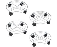 SIDCO Pflanzenroller 4 x Untersetzer Blumenroller Transportroller Rollbrett verchromt