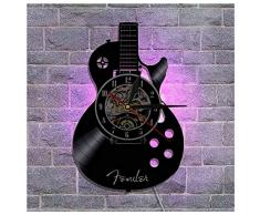 Gitarren CD LED Leucht Vinyl Wanduhr 12-Zoll Hintergrundbeleuchtung Nachtlicht Farbwechsel Lampe Uhren Wall Clock Coole Wohnzimmer Inneneinrichtung Als ein Geschenk,Led
