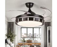 QSBY LED-Ventilator-Licht-Fernbedienung Doppel Aluminium Kronleuchter Stealth 3 Getriebeeinstellung Deckenventilator Licht Passend für Schlafzimmer Balkon,Normal