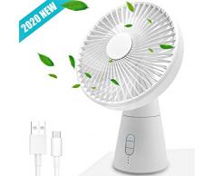 Tragbarer Usb Tischventilator Oszillierend mit Timer, 3 Geschwindigkeiten, Tischventilatoren Leiser Elektrischer Ventilator für Heimschlafzimmer Büro Außenreisen Weiß
