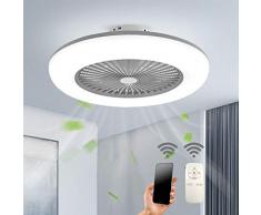 Deckenventilator mit Beleuchtung LED Fan Deckenleuchte Einstellbare 3 Windgeschwindigkeit Dimmbar mit APP und Fernbedienung 32W Moderne LED-Deckenleuchte für Schlafzimmer Wohnzimmer Esszimmer,Grau