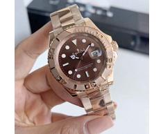 N-A Klassische Mode Men Automatische mechanische Uhr Roségold Kaffee Edelstahl Yacht Uhren Saphir ETA 2813 Armband 40mm Roségold