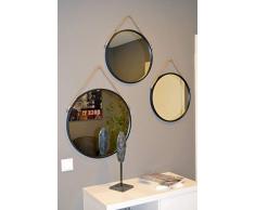 Livitat® Wandspiegel Badspiegel Flurspiegel Spiegel rund Metall Industrie ø40cm Schwarz Retro LV5094