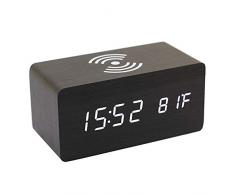 Adminitto88 Holz Digitaler Wecker Uhr Digitaler Thermometerwecker Wecker Digitale Tischuhr LED Datum Feuchtigkeit Temperatur Holz Standuhr Dekoration Alarm Für Schlafzimmer/Büro