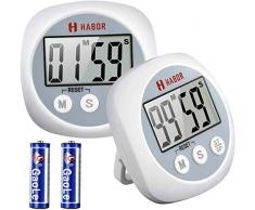 Habor Kurzzeitwecker 2 Stück Küchenwecker Küchentimer Magnetisch LCD-Bildschirm, Timer Digital Lauter Piepser Kurzzeitmesser Eieruhr, Ideal Küchenuhr Timer zum Kochen, Backen, Sport, Studieren usw.