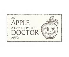 SCHILD Dekoschild « An APPLE a day keeps the DOCTOR away » Vintage Holzschild Türschild Gesundheit Spaß Fun Obst