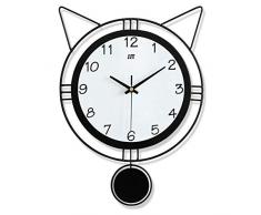 SLRMKK Große Wanduhr, Moderne runde Pendelwanduhr, Nicht tickende Schaukeluhren Batteriebetriebene Quarzwanduhr für Innendekoration - 15 * 11 Zoll