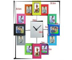 dufgbiModernes Design-Bilderrahmen-Uhr mit 12 Bilderwanduhr großes Wohnzimmerdekoration-Metallkunst-Dekoration, A3