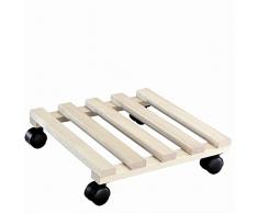 WAGNER Pflanzenroller PALETTI 34 x 34 x 8 cm I Pflanzenroller für Innenbereich, Buche Natur I Blumenroller aus FSC®-Massivholz I Kübelroller aus Holz I Tragkraft 100 kg I Made in EU - 20033501