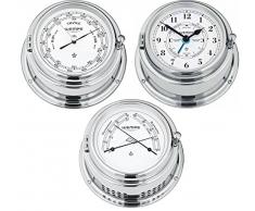Wempe Serie Bremen II Messing verchromt - Schiffsuhr mit Tidenzeiger, Barometer und Comfortmeter