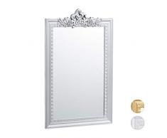 Relaxdays Barock Spiegel, Zierrahmen im Antik Barock Design, Wandspiegel zum Aufhängen, Flur & Wohnzimmer, edel, silber