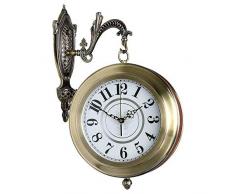 SXSHYUJE Bahnhofuhr, Laufruhige, zuverlässige Bahnhofsuhr im Retro-Doppelseitige Bahnhofsuhr im Retro-Design (Doppelseitige Uhr), White