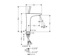 Hansgrohe Waschtisch Einhebelmischer Puravida mit Joystick-Kartusche, 5L/Min, verchromt, 15081000