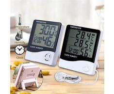 anruo Elektronischer Temperatur- und Luftfeuchtigkeitsmonitor mit digitalem LCD-Hygrometerthermometer für Innen- und Außenwetterstationen