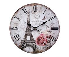 LB H&F Lilienburg Wanduhr Vintage Küchenuhr weiß schwarz - mit lautlosem Uhrwerk Uhr - ohne Ticken F