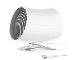 EasyAcc USB Ventilator Doppelblatt Mini Tischventilator Berührungsschalter Tragbarer Persönlicher USB Lüfter mit und 2 Verstellbarer Lüfter für Büro Zuhause - Weiß