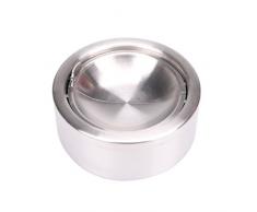 Lumanuby 1x Aschenbecher mit Deckel Windaschenbecher Edelstahl für Tisch, Bar, Bistro, Büro Silber Farbe Klappaschenbecher ca. 12*12*5.5cm